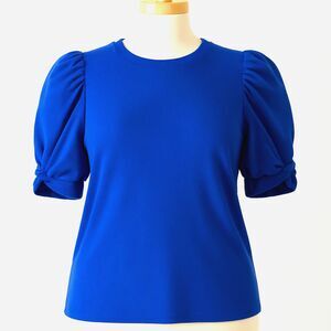 Vince Camuto Royal Blue Puff Sleeve Cotton Top Women’s XXL Ribbed Knit Casual